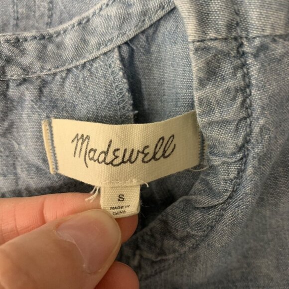 Madewell Mini Dress Small Blue Casual Cotton Short Sleeve Pockets Summer - Picture 5 of 6